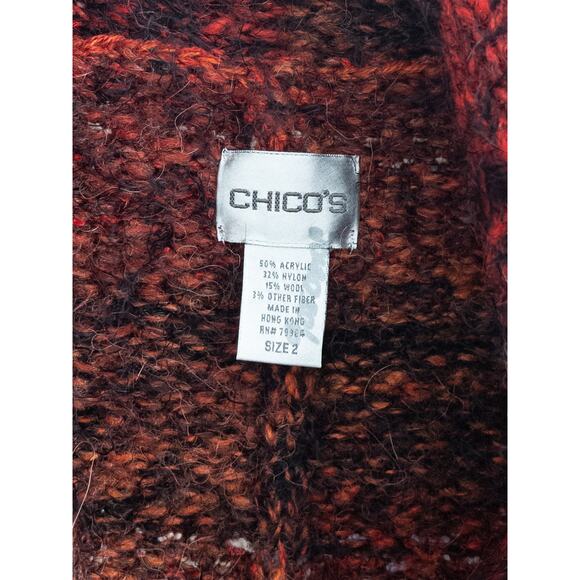 Chico's Wool Blend Longline Sweater Cardigan Size 2 Vintage - Picture 7 of 11
